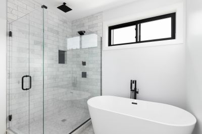 Walk-in Shower with Black Frame